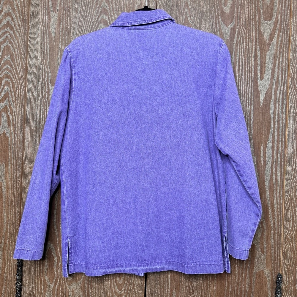 Vtg Purple Denim Saint Germain Paris Embroidered Leaf Jacket Womens M Cotton USA - Picture 8 of 8